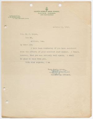 Primary view of object titled '[Letter from L. R. Gignilliat to Honorable W. J. Bryan, October 3, 1912]'.