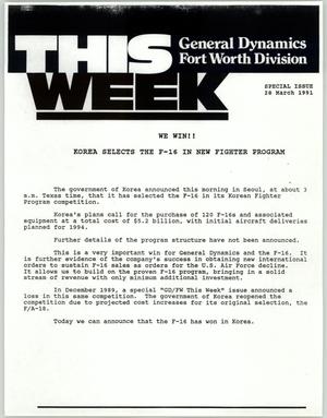 Primary view of object titled 'GDFW This Week, Special Issue, March 28, 1991'.