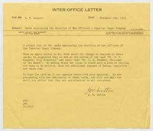 Primary view of object titled '[Letter from J. M. Sutton to I. H. Kempner, November 9, 1953]'.