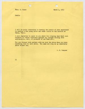 Primary view of object titled '[Letter from I. H. Kempner to Thomas L. James, March 4, 1953]'.