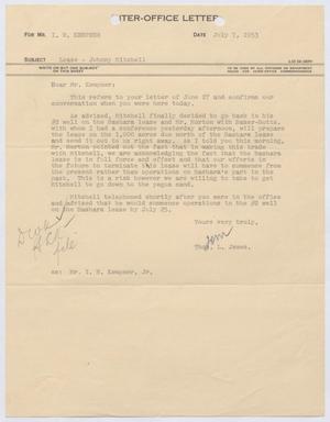 Primary view of object titled '[Letter from Thomas L. James to I. H. Kempner, July 7, 1953]'.