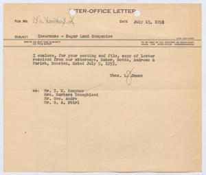 Primary view of object titled '[Letter from Thomas L. James to I. H. Kempner, Jr., July 13, 1953]'.