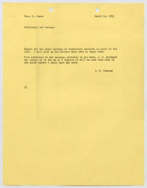 Primary view of object titled '[Letter from I. H. Kempner to Thomas L. James, March 14, 1953]'.