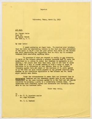 Primary view of object titled '[Letter from I. H. Kempner to Herman Lurie, March 13, 1953]'.