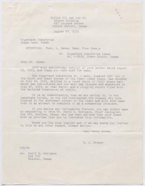 Primary view of object titled '[Letter from M. J. Browne to Thomas L. James, August 17, 1953]'.