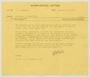 Primary view of object titled '[Letter from E. O. Wood to I. H. Kempner, January 19, 1953]'.