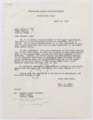 Primary view of object titled '[Letter from Thomas L. James to Ottis E. Lock, March 19, 1953]'.