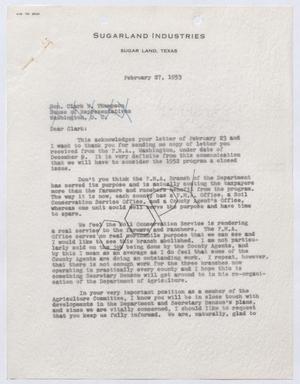 Primary view of object titled '[Letter from Thomas L. James to Clark W. Thompson, February 27, 1953]'.