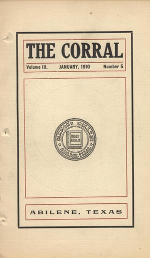 Primary view of object titled 'The Corral, Volume 3, Number 5, January, 1910'.