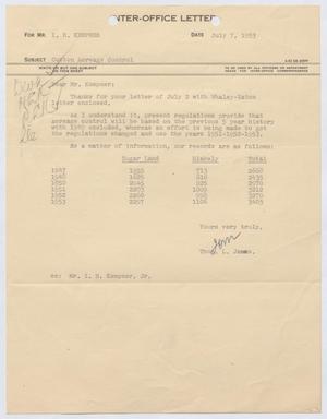 Primary view of object titled '[Letter from Thomas L. James to I. H. Kempner, July 7, 1953]'.