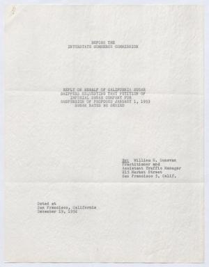 Primary view of object titled '[Letter from William R. Donovan to Interstate Commerce Commission, December 19, 1952]'.