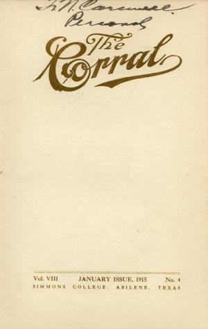 Primary view of object titled 'The Corral, Volume 8, Number 4, January, 1915'.