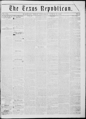 Primary view of object titled 'The Texas Republican. (Marshall, Tex.), Vol. 7, No. 33, Ed. 1 Saturday, April 12, 1856'.