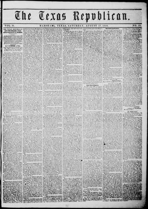 Primary view of The Texas Republican. (Marshall, Tex.), Vol. 2, No. 10, Ed. 1 Saturday, August 17, 1850