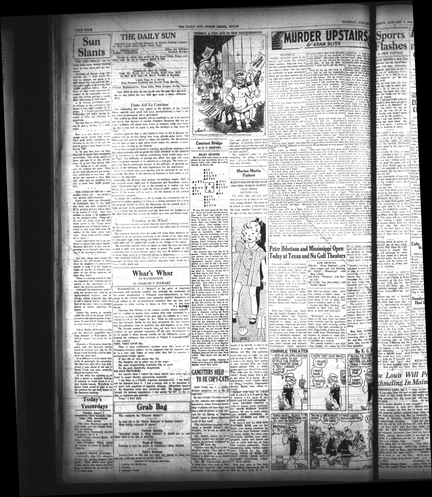 The Daily Sun (Goose Creek, Tex.), Vol. 17, No. 177, Ed. 1 Wednesday, January 8, 1936
                                                
                                                    [Sequence #]: 4 of 12
                                                