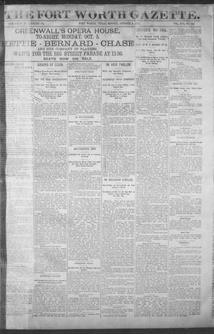 Primary view of object titled 'Fort Worth Gazette. (Fort Worth, Tex.), Vol. 16, No. 328, Ed. 1, Monday, October 3, 1892'.