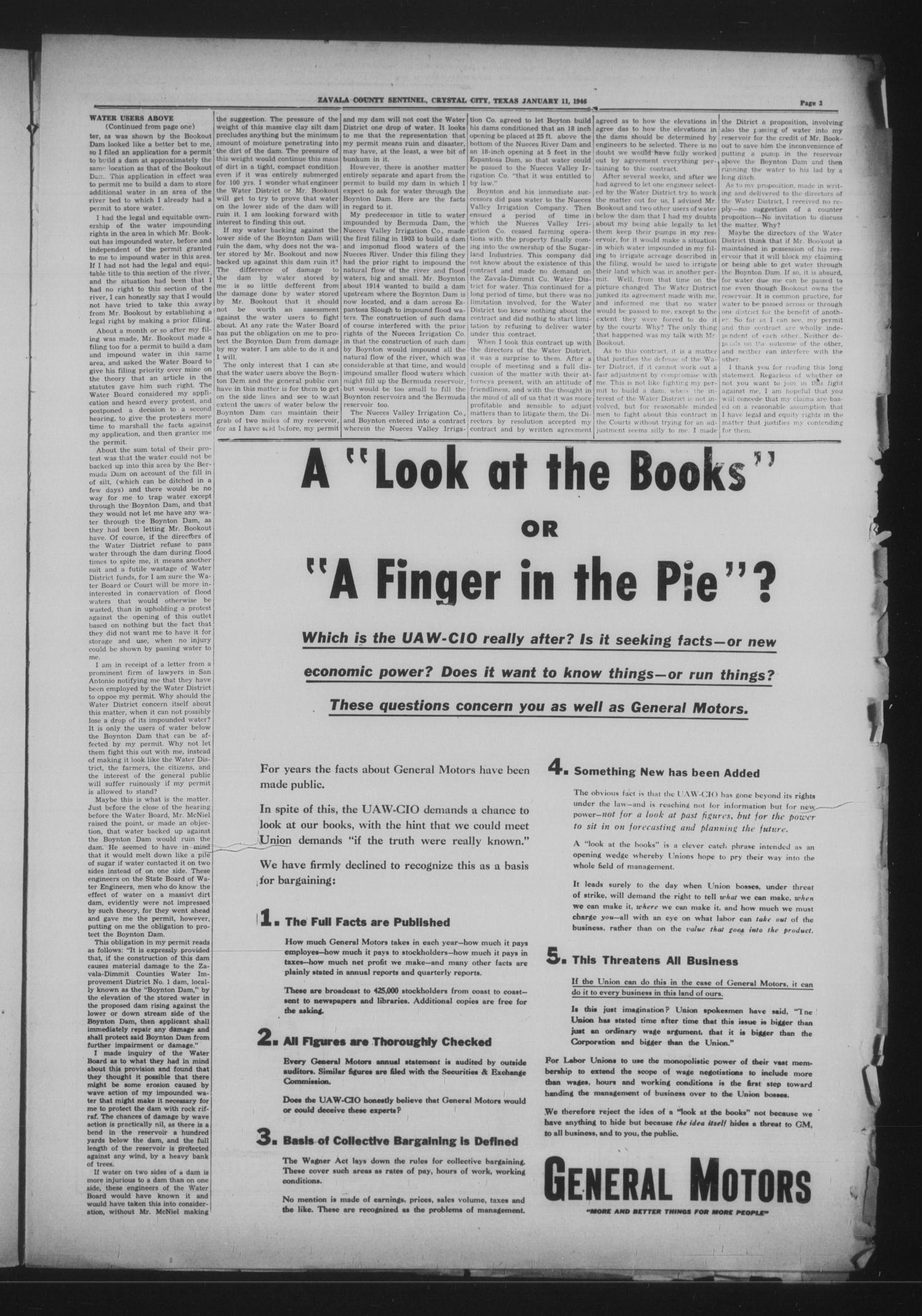 Zavala County Sentinel (Crystal City, Tex.), Vol. 34, No. 38, Ed. 1 Friday, January 11, 1946
                                                
                                                    [Sequence #]: 3 of 8
                                                