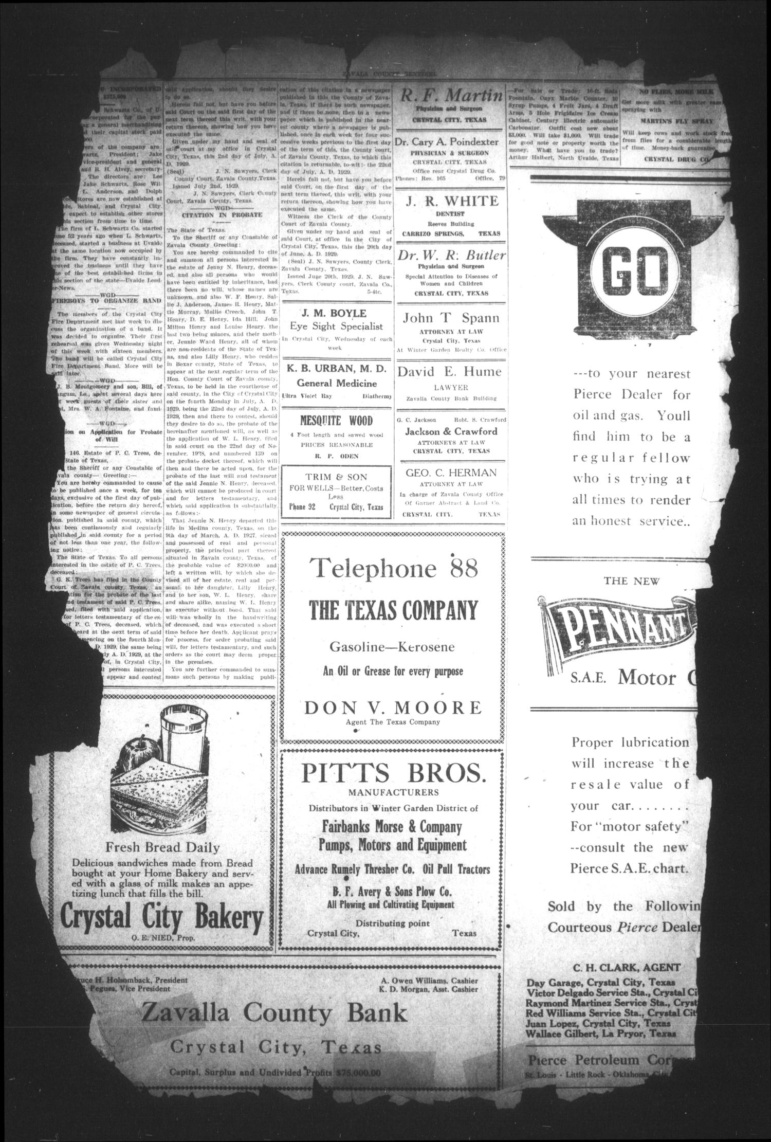 Zavala County Sentinel (Crystal City, Tex.), Vol. [18], No. 7, Ed. 1 Friday, July 12, 1929
                                                
                                                    [Sequence #]: 3 of 4
                                                