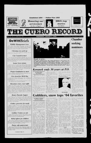 Primary view of object titled 'The Cuero Record (Cuero, Tex.), Vol. 111, No. 1, Ed. 1 Wednesday, January 5, 2005'.