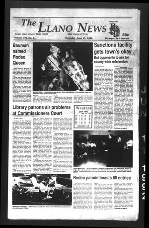 Primary view of object titled 'The Llano News (Llano, Tex.), Vol. 103, No. 34, Ed. 1 Thursday, June 11, 1992'.