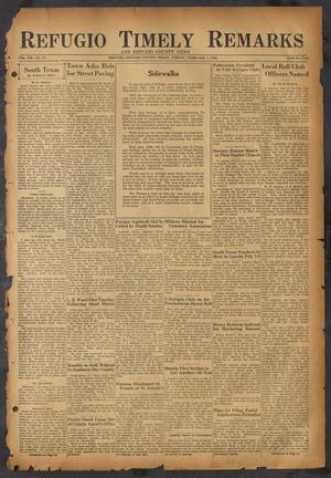 Primary view of object titled 'Refugio Timely Remarks and Refugio County News (Refugio, Tex.), Vol. 7, No. 15, Ed. 1 Friday, February 1, 1935'.