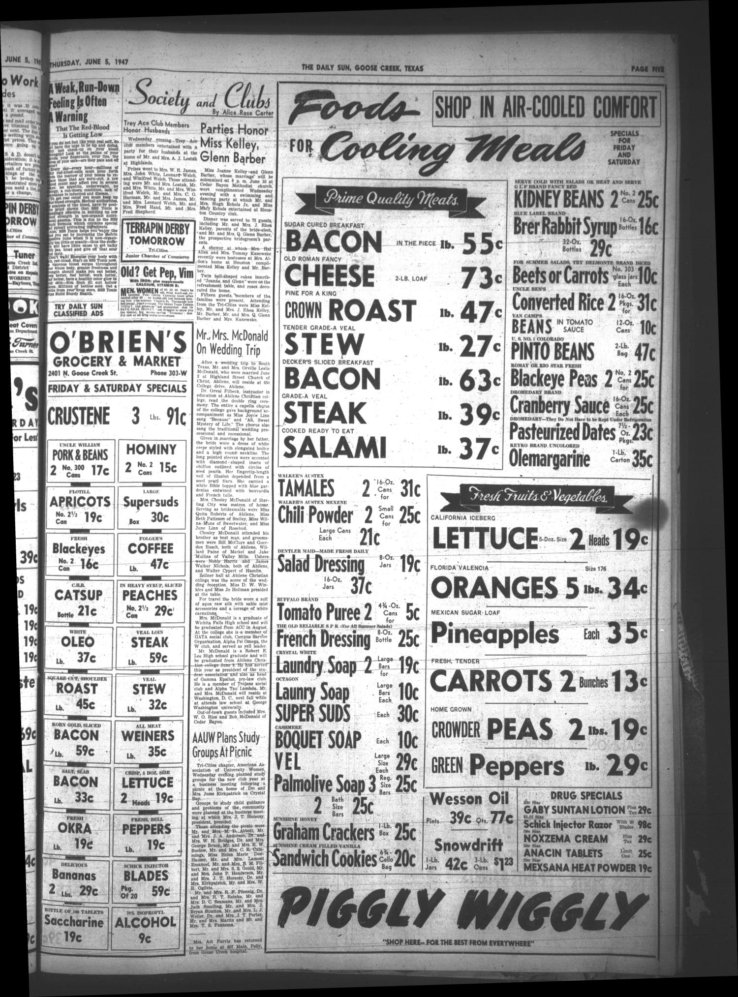 The Daily Sun (Goose Creek, Tex.), Vol. 29, No. 305, Ed. 1 Thursday, June 5, 1947
                                                
                                                    [Sequence #]: 5 of 8
                                                