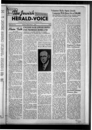 Primary view of object titled 'The Jewish Herald-Voice (Houston, Tex.), Vol. 33, No. 49, Ed. 1 Thursday, March 9, 1939'.