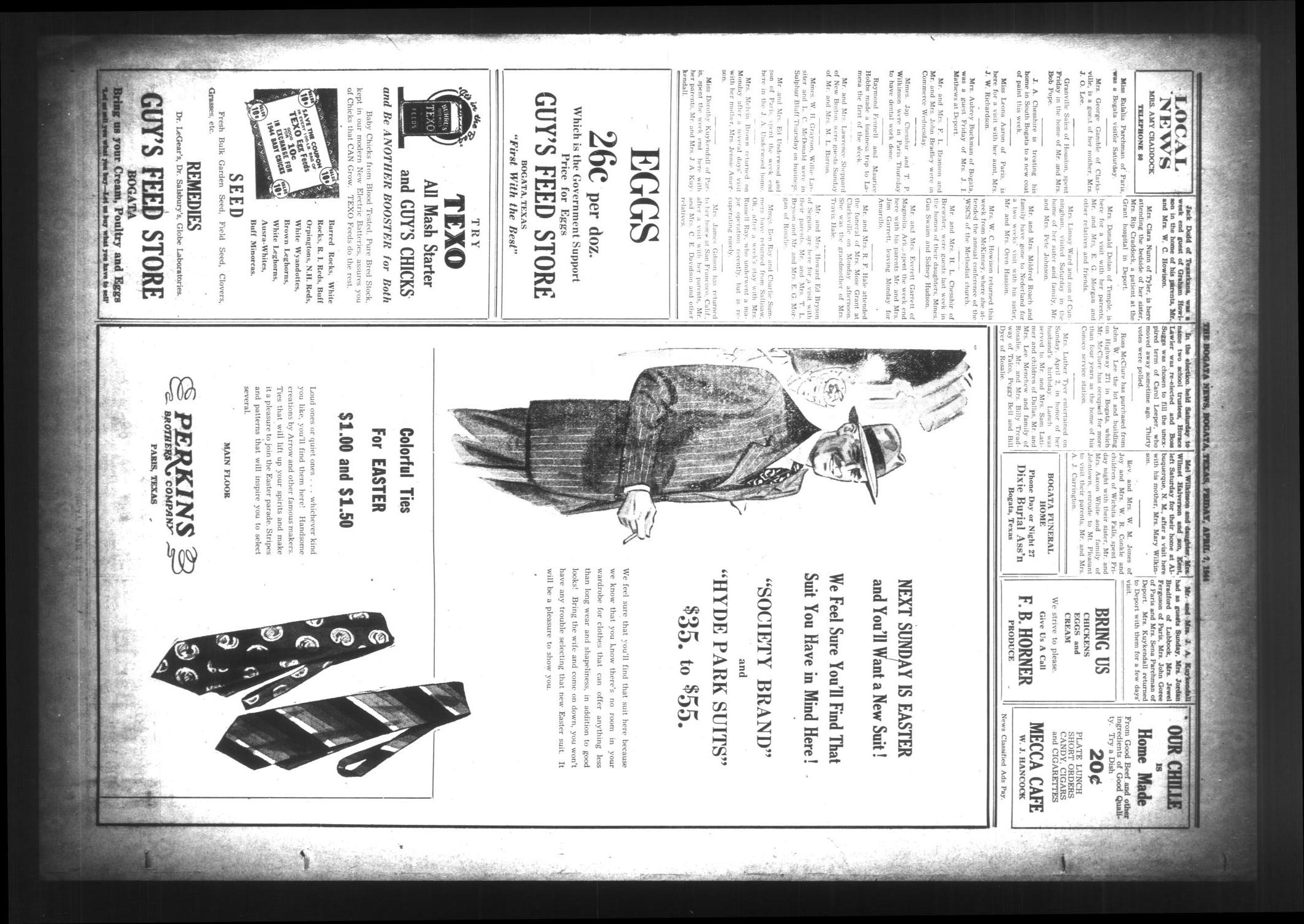 The Bogata News (Bogata, Tex.), Vol. 33, No. 24, Ed. 1 Friday, April 7, 1944
                                                
                                                    [Sequence #]: 4 of 4
                                                