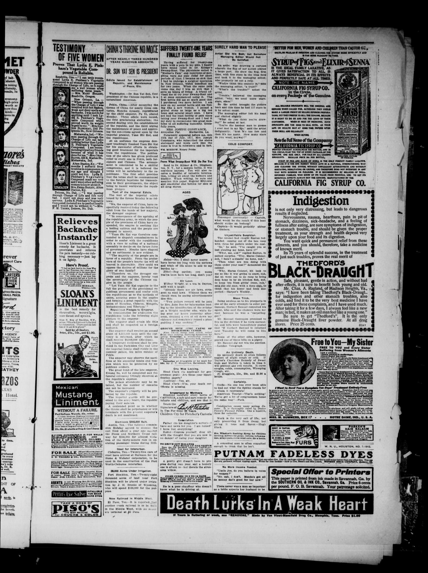 Batesville Herald. (Batesville, Tex.), Vol. 12, No. 23, Ed. 1 Friday, February 16, 1912
                                                
                                                    [Sequence #]: 9 of 10
                                                