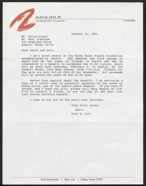 Primary view of object titled '[Letter from Alan Levi to David Guigli, January 26, 1991]'.