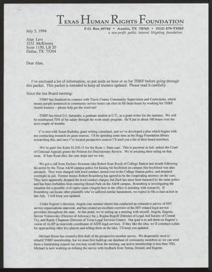 Primary view of [Letter to Alan Levi, July 5, 1994]