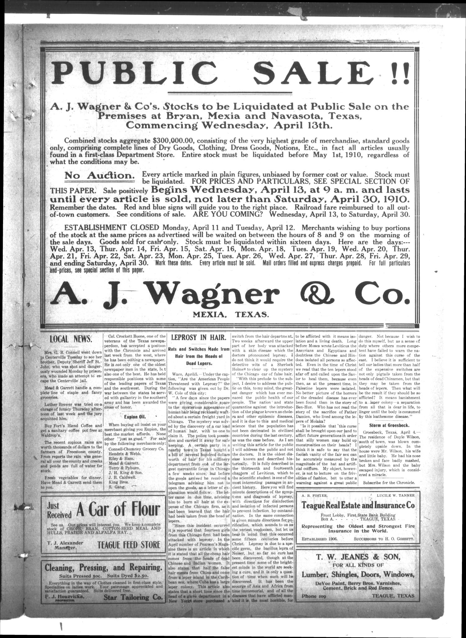 The Teague Chronicle. (Teague, Tex.), Vol. 4, No. 38, Ed. 1 Friday, April 8, 1910
                                                
                                                    [Sequence #]: 11 of 12
                                                