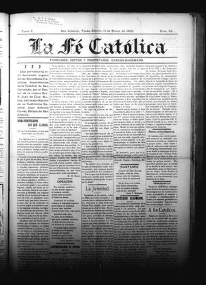 Primary view of object titled 'La Fé Católica (San Antonio, Tex.), Vol. 2, No. 59, Ed. 1 Saturday, March 12, 1898'.
