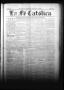 Newspaper: La Fé Católica (San Antonio, Tex.), Vol. 2, No. 60, Ed. 1 Saturday, M…