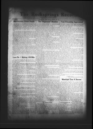 Primary view of object titled 'The Rocksprings Record and Edwards County Leader (Rocksprings, Tex.), Vol. 13, No. 4, Ed. 1 Friday, January 2, 1931'.