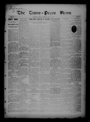 Primary view of object titled 'The Trans=Pecos News. (Sanderson, Tex.), Vol. 4, No. 16, Ed. 1 Saturday, September 9, 1905'.