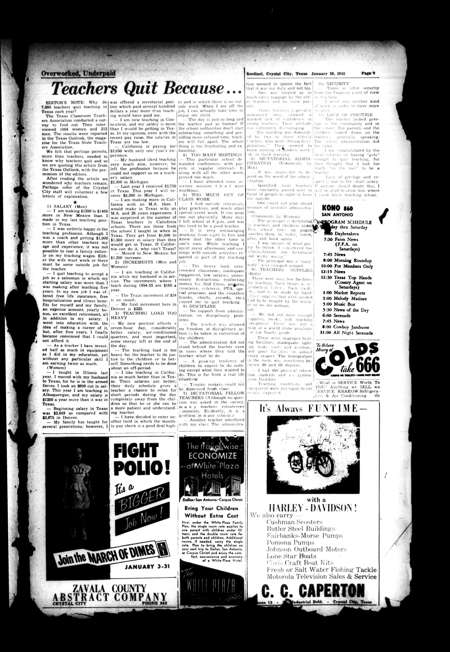 Zavala County Sentinel (Crystal City, Tex.), Vol. 43, No. 40, Ed. 1 Friday, January 28, 1955
                                                
                                                    [Sequence #]: 7 of 16
                                                