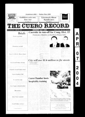 Primary view of object titled 'The Cuero Record (Cuero, Tex.), Vol. 110, No. 14, Ed. 1 Wednesday, April 7, 2004'.