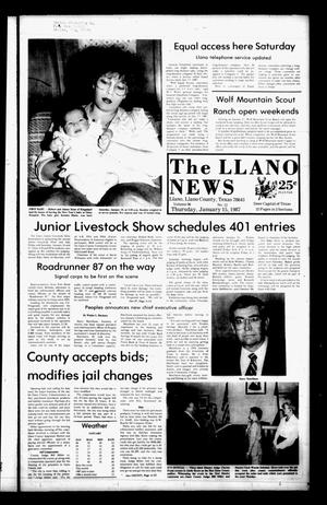 Primary view of object titled 'The Llano News (Llano, Tex.), Vol. 96, No. 12, Ed. 1 Thursday, January 15, 1987'.