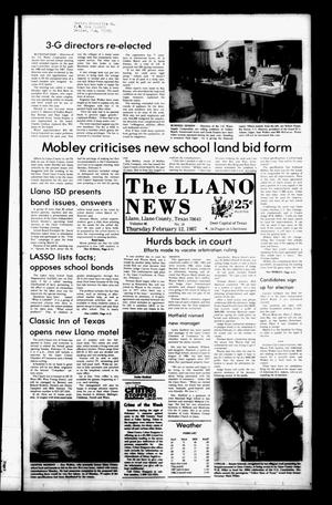 Primary view of object titled 'The Llano News (Llano, Tex.), Vol. 96, No. 16, Ed. 1 Thursday, February 12, 1987'.