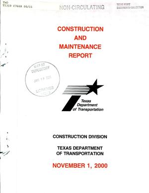 Primary view of object titled 'Texas Construction and Maintenance Report: November 2000'.