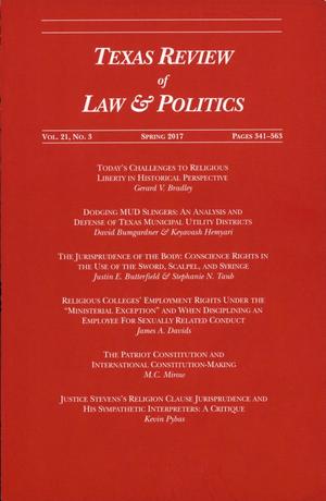 Primary view of object titled 'Texas Review of Law & Politics, Volume 21, Number 3, Spring 2017'.