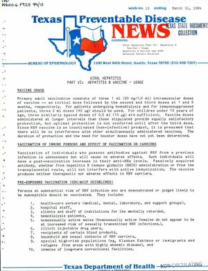 Primary view of object titled 'Texas Preventable Disease News, Volume 44, Number 13, March 31, 1984'.