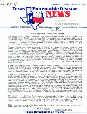 Primary view of object titled 'Texas Preventable Disease News, Volume 43, Number 33, August 20, 1983'.