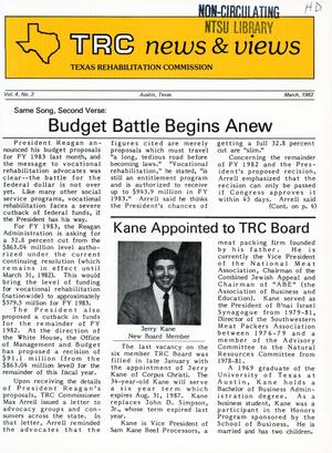 Primary view of object titled 'TRC News & Views, Volume 4, Number 3, March 1982'.