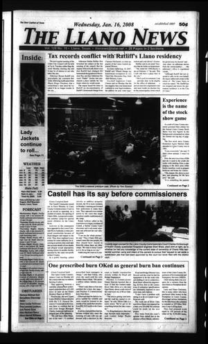 Primary view of object titled 'The Llano News (Llano, Tex.), Vol. 120, No. 16, Ed. 1 Wednesday, January 16, 2008'.