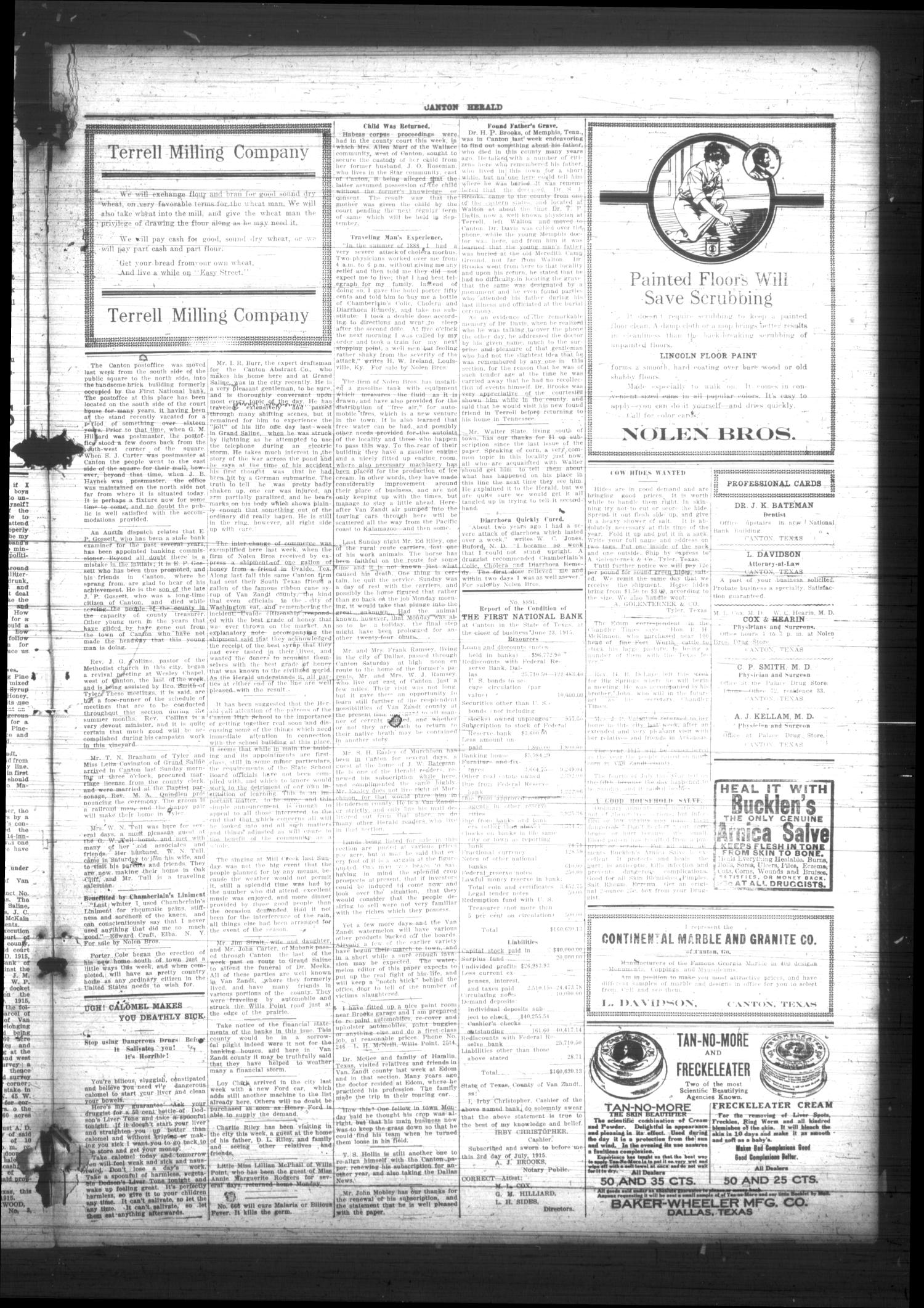 The Canton Herald (Canton, Tex.), Vol. 33, No. 51, Ed. 1 Friday, July 9, 1915
                                                
                                                    [Sequence #]: 3 of 4
                                                