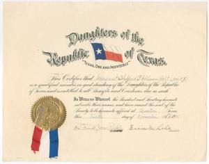 Primary view of object titled '[Certificate Awarded to Margaret Sheppard Skillman Holt (Mrs. E. Y.)]'.