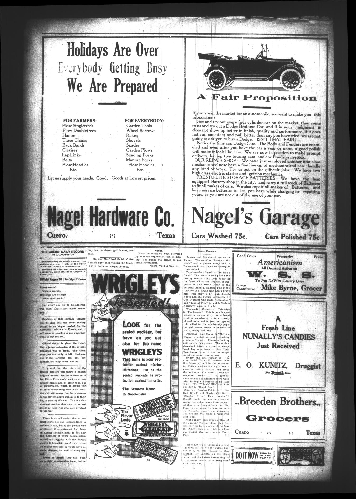 The Cuero Daily Record (Cuero, Tex.), Vol. 50, No. 10, Ed. 1 Monday, January 13, 1919
                                                
                                                    [Sequence #]: 2 of 4
                                                