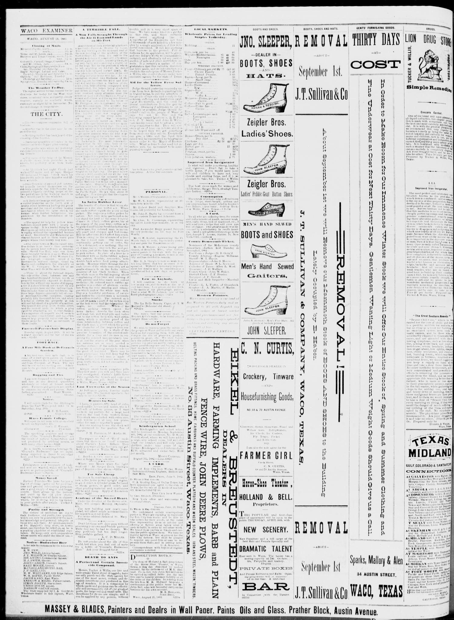 The Waco Daily Examiner. (Waco, Tex.), Vol. 15, No. 215, Ed. 1, Friday, August 25, 1882
                                                
                                                    [Sequence #]: 4 of 4
                                                